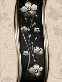 Fotótapéta Fémes Ezüst Virágok Dísz 206x275 Elegáns +ragasztó