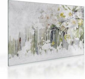 Kép - Fehér virágok, vintage (üvegen) (70x50 cm)