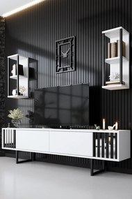 TV-állvány, fehér-fekete, 180 cm – TR618BLY1143