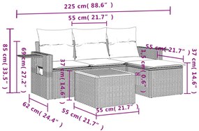 5 részes vegyes bézs polyrattan kerti ülőgarnitúra párnákkal