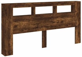 füstös tölgy színű szerelt fa LED-es fejtámla 200x18,5x103,5 cm