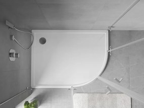 Mexen Flow félköríves aszimmetrikus slim bal 90 x 80 cm, fehér fényes - 46Q108090L