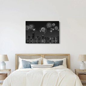Kép - tűzijáték Miamiban, fekete és fehér (90x60 cm)