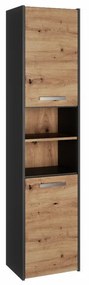 Riano MIX S40 fürdőszoba szekrény, 40x170x30 cm, antracit-tölgy