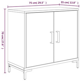 barna tömör fenyőfa tálalószekrény 75x35x70 cm