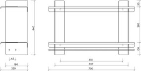 Ezüstszínű többszintes fém fali polc 70 cm Tivo – noo.ma