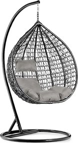 Fekete függőszék KOKON állvánnyal, világos párna