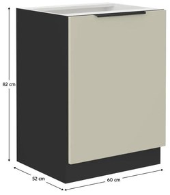 Alsó konyhaszekrény Arikona 60 D 1F BB (kasmír + fekete) . 1097029