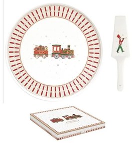 R2S.1112EXPR Porcelán tortatál lapáttal, 32cm, dobozban, Polar Express