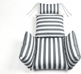 Szürke KOKON függőszék állvánnyal, fehér-szürke párnával