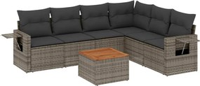 vidaXL 7 részes szürke polyrattan kerti ülőgarnitúra párnákkal