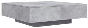Betonszürke dohányzóasztal LED-lámpákkal 100 x 100 x 31 cm