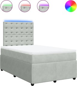 vidaXL világosszürke bársony rugós ágy matraccal 120 x 190 cm