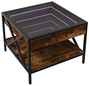 Füstös tölgy végtelen hatású LED-es dohányzóasztal 50x50x38 cm