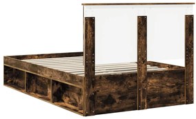 vidaXL Ágykeret fejtámlával Füstölt tölgy 120 x 190 cm Tömör fenyőfa