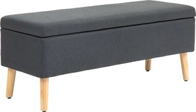 HOMCOM Tároló Pad, Kárpitozott Pad Vászon Hatással, Ágy Pad Fa Lábakkal, 110 x 39 x 45 cm, Sötétszürke | Aosom