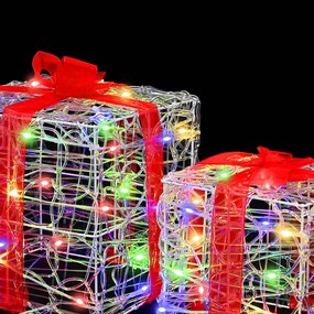 Ajándékdoboz 60 LED-del 3 pcs Sokszínű 20 x 20 x 20 cm Akril