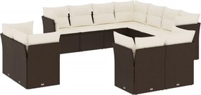 vidaXL 11 részes barna polyrattan kerti ülőgarnitúra párnákkal