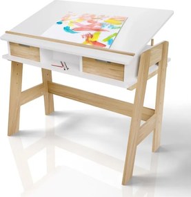 Modern fehér gyerekasztal állítható magassággal és fiókokkal