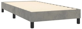világosszürke bársony rugós ágy matraccal 100 x 200 cm