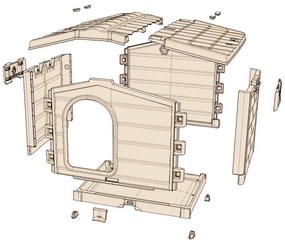 Kutyaház Bungalow bézs, 89 x 75 x 62 cm