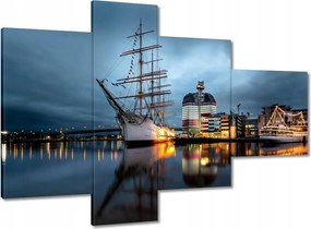 Vászonkép 100x70 Vitorláshajó a kikötőben éjszaka