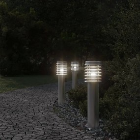ezüstszínű rozsdamentes acél kültéri állólámpa aljzattal 60 cm