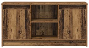 TV Szekrény LED Fényekkel - Régi Fa, 100x34x50 cm-es Műanyag Állványon.
