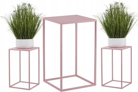 Rózsaszín virágágyás álló fém virágtartó állvány 40 cm Loft