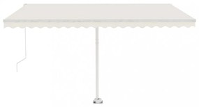 krémszínű kézzel kihúzható LED-es napellenző 400 x 350 cm