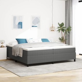 Boxrugós ágy Világosszürke 200 x 200 cm Bársony anyag