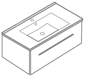 TMP SHARP 105 - FEKETE - fali fürdőszobabútor- Sanovit LUXURY 11105 mosdóval - 105 x 46 cm