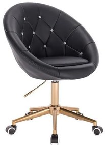 HC8516CK Fekete modern műbőr szék arany lábbal