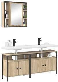 Fürdőszobai Szekrény Szett 3 pcs sonoma tölgy 80 x 30 x 60 cm