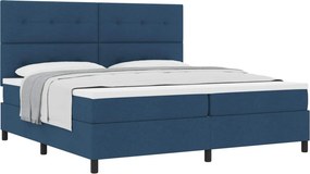 vidaXL Boxrugós ágy matracmal fejtámlával Kék 200 x 200 cm szövet