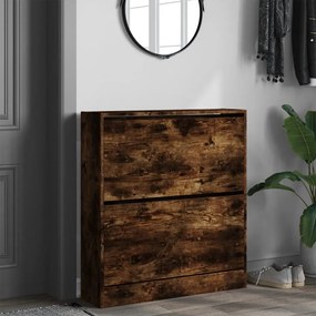 füstös tölgy színű szerelt fa cipőszekrény 80 x 21 x 87,5 cm