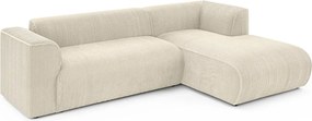 Bézs kordbársony sarokkanapé (jobb oldali-heverő résszel) Merid – Ropez
