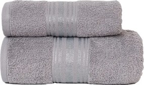 Oskar pamut törölköző 50x90 sötétszürke bordó, pezsgőszínű cérnával