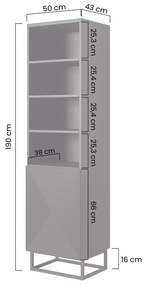 Asha polc 50 cm fém talapzaton - Artisan / Rivier stone matt