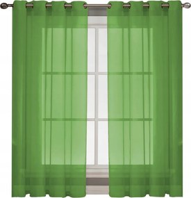 Függöny Kész Voile 145x250 cm magas, pasztellzöld, függönyök karikákkal