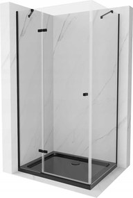 Mexen Roma, zuhanykabin egyszárnyú ajtóval 100 (ajtó) x 90 (fali) cm, 6mm átlátszó üveg, fekete profil, vékony zuhanytálca 5 cm fekete fekete szifonn…