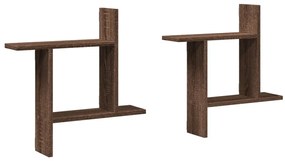 2 db barna tölgyszínű szerelt fa fali polc 50 x 12 x 50 cm