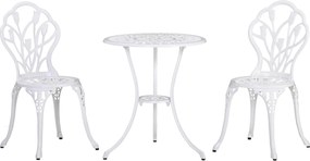 Outsunny 3 részes Bistro Szett Alumínium Kerti Bútor, Faragott Design, Kerti Székek, Bistro Asztal, Napernyő Nyílás, Kültéri Erkély Bútor Szett | Aoso