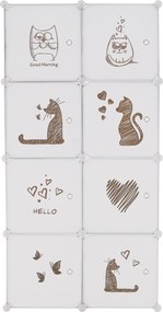 Gyerek moduláris szekrény, fehér/barna minta, KIRBY