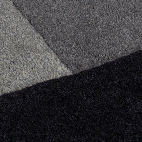 Fekete-szürke kézi szövésű gyapjú szőnyeg 150x240 cm Collage Monochrome – Flair Rugs