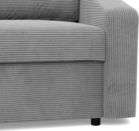 Zeus sarokkanapé, 2 ágyneműtartóval, döntött kartámasz, kordbársony, univerzális oldal, hab töltet, szürke