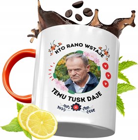 Donald Tusk Narancssárga Bögre Ajándék, fényképes nyomattal