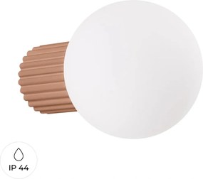 Mennyezeti fali lámpa mocca bordázott üveg fehér gömb 12 cm IP44 Sollux