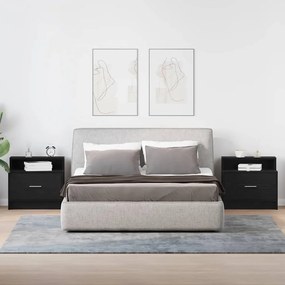 Éjjeliszekrények fiókos 2 db fekete tölgy 51 x 31 x 47 cm