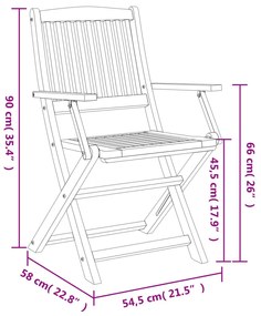 6 db összecsukható tömör akácfa kerti szék 54,5x58x90 cm